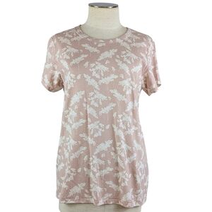 rag & bone Summer Leaf T-Shirt Crew Neck Cotton Blend Pink Multi L NWT